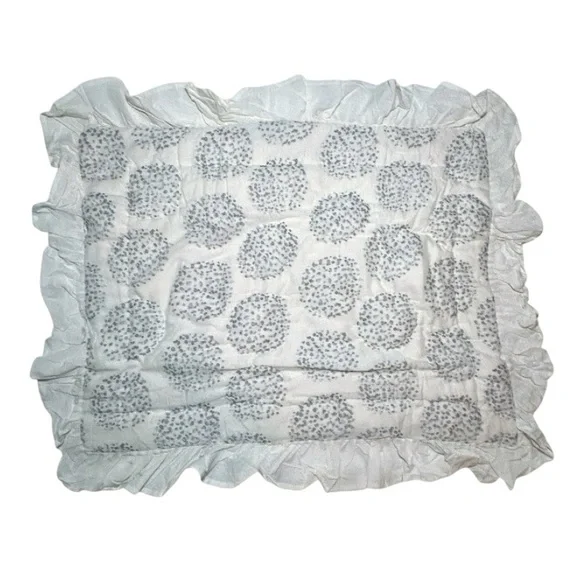 NIP Anthropologie Tindari Shams Cotton Ivory + Gray Scalloped Trim Hand Screened - Picture 4 of 9